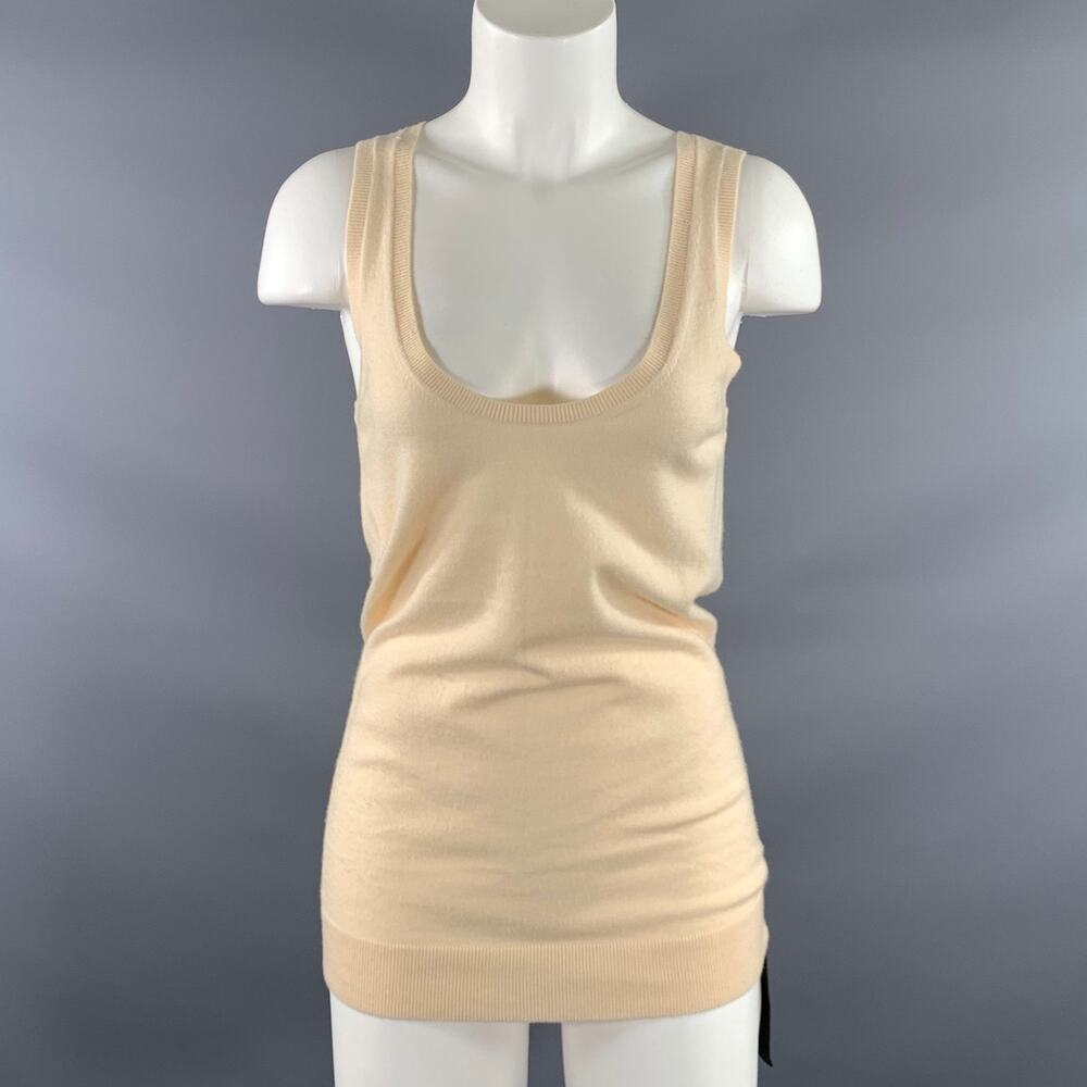 DONNA KARAN Size M Cream Cashmere Blend Knit Tank top Casual Top